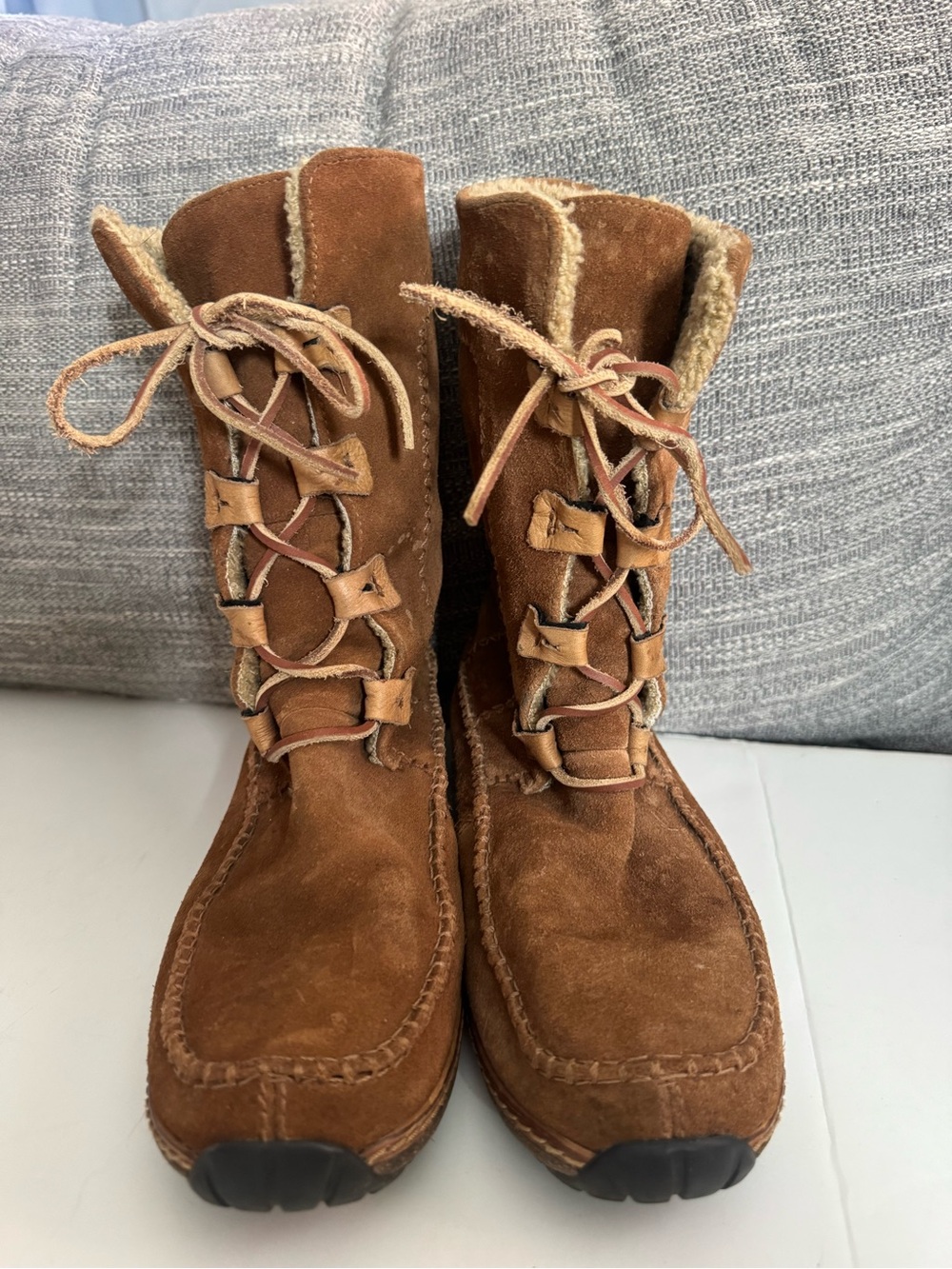 Timberland Women's Chestnut Suede Lace-Up Fur-Trim Boots